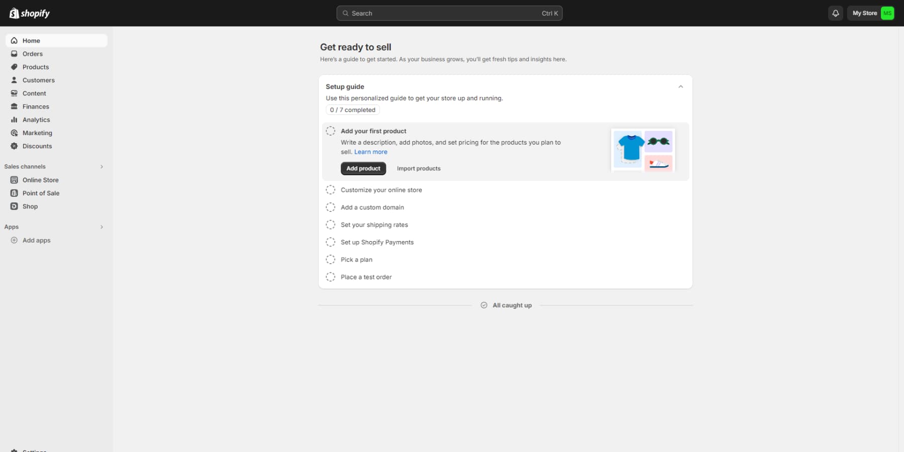 A screenshot of Shopify's backend