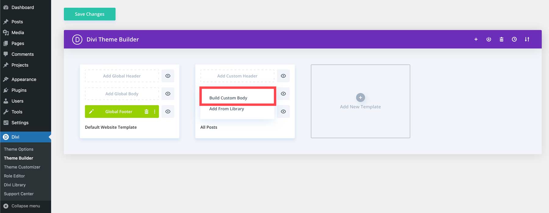 build post template with Divi