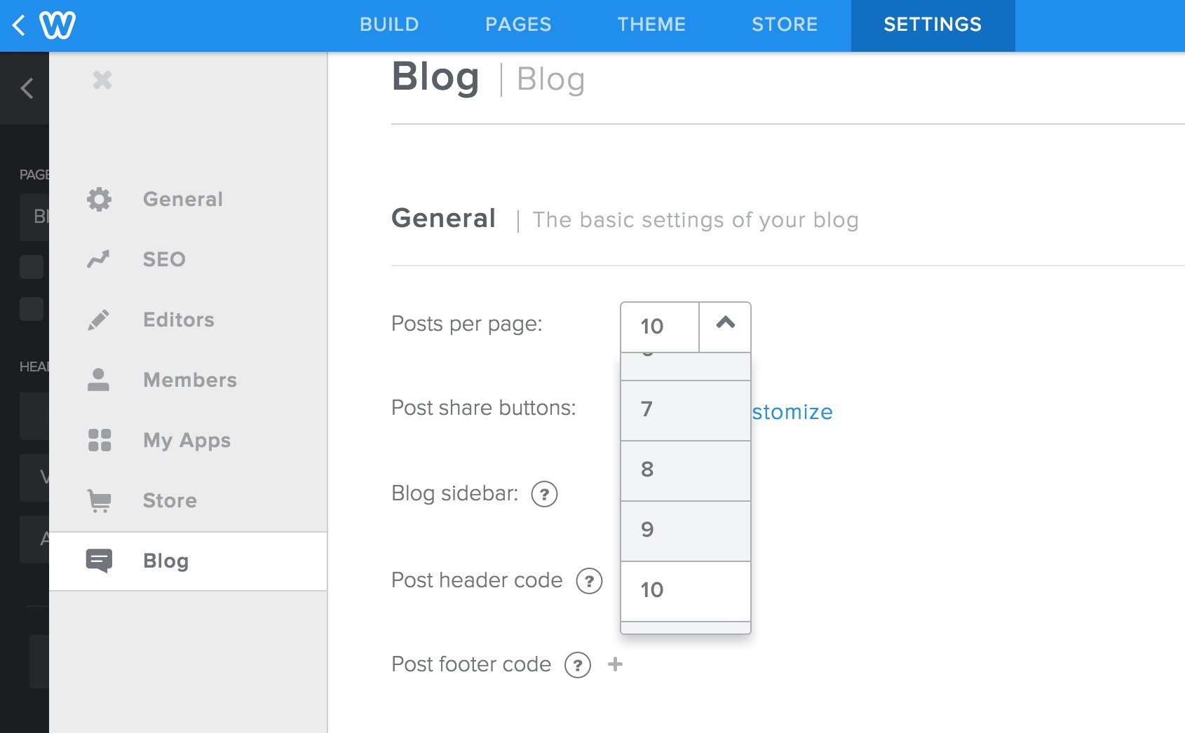 Weebly Blog Archive Page Settings