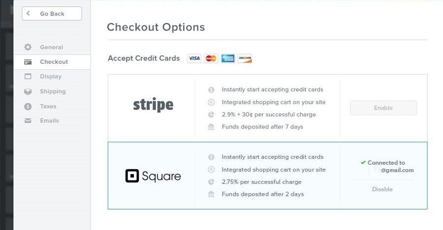 Weebly Checkout Options with Square