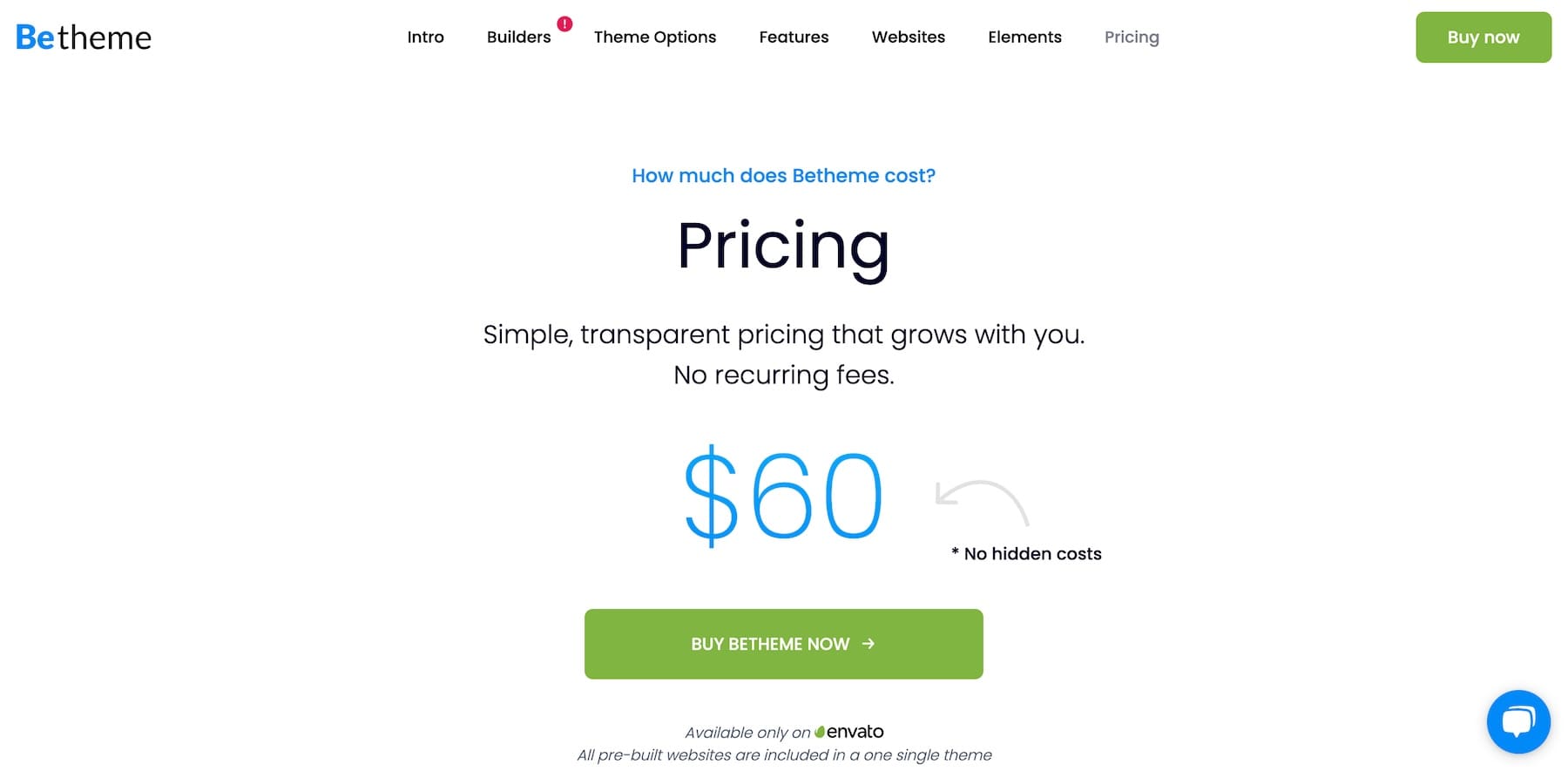 betheme one-time pricing