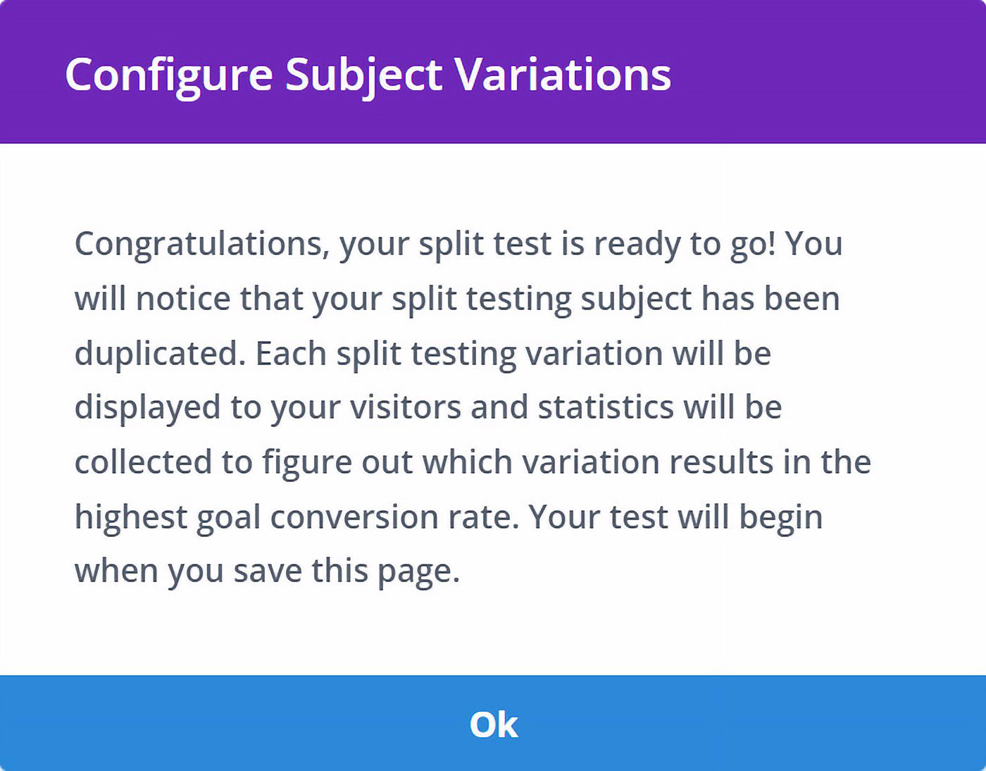 Configure A-B Test Element Variations - OK