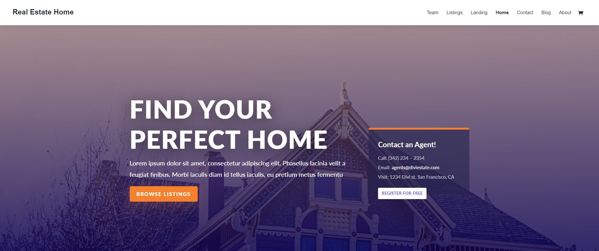 Divi Real Estate Layout Pack - Homepage