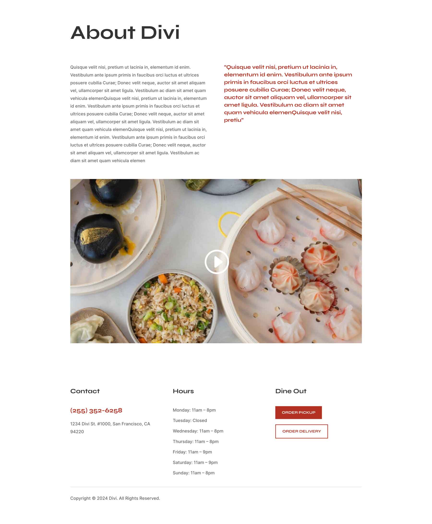 Chinese Restaurant Layout Pack for Divi