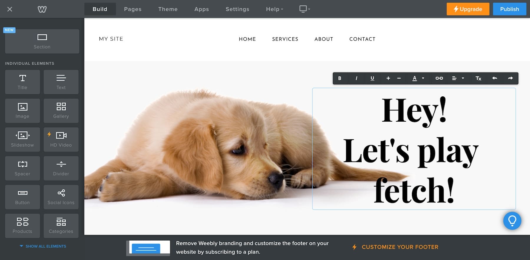 weebly drag and drop builder editing