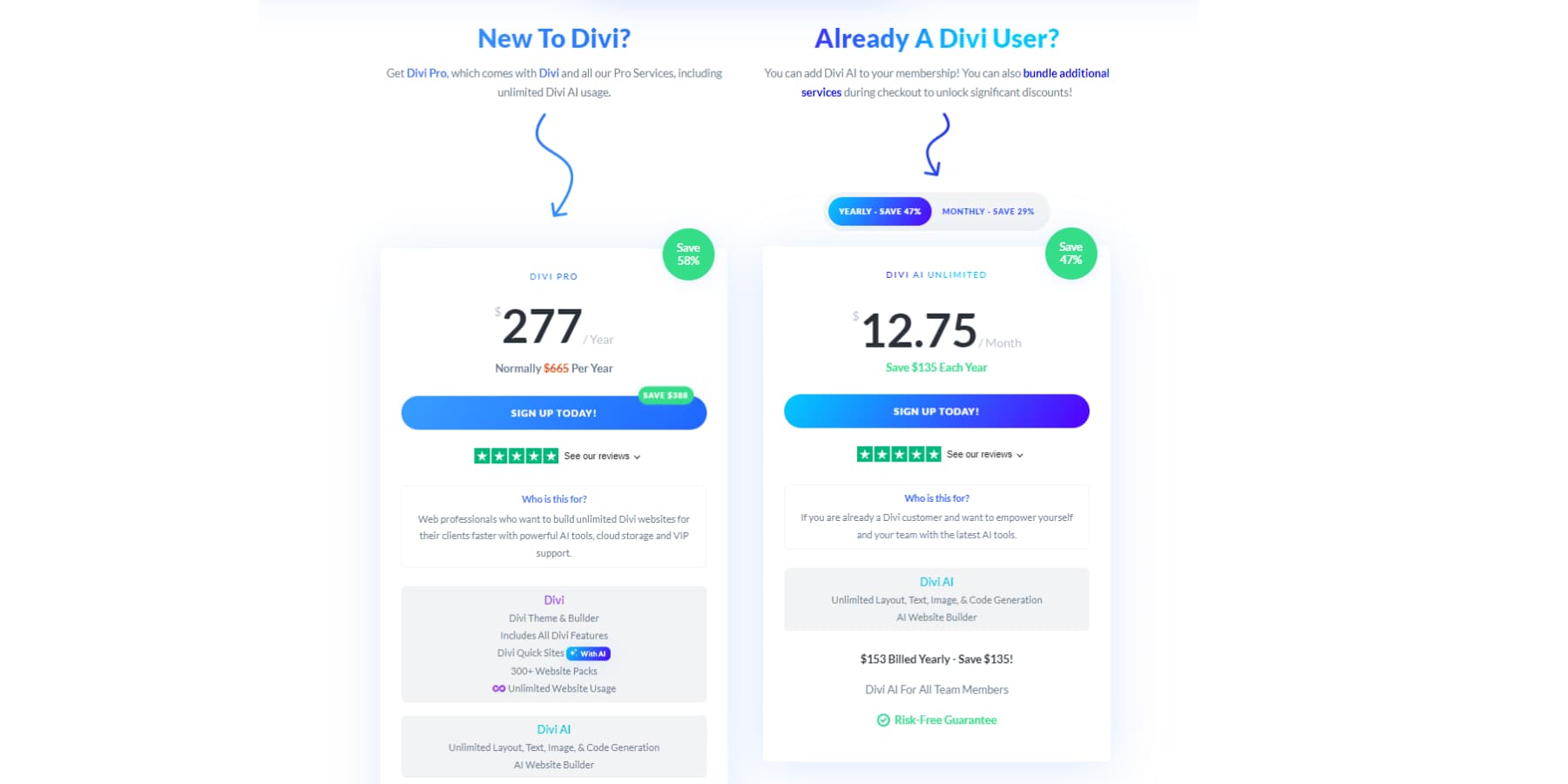 A screenshot of Divi AI's discount pricing