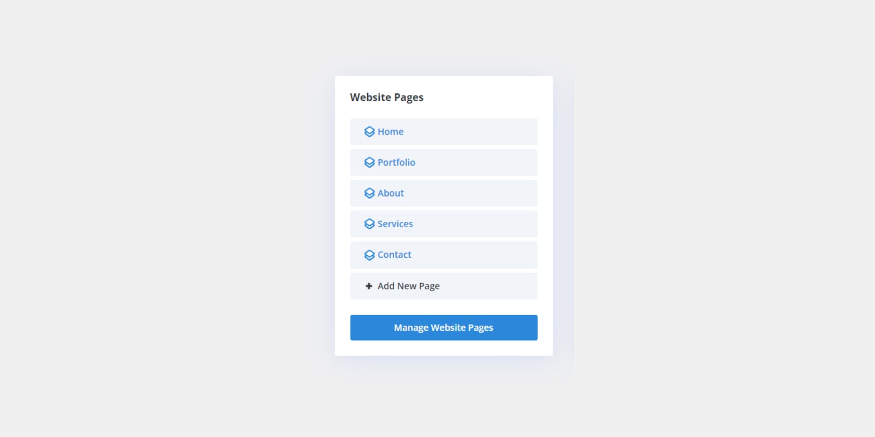 A screenshot of Divi Quick Sites' overview of created pages on dashboard