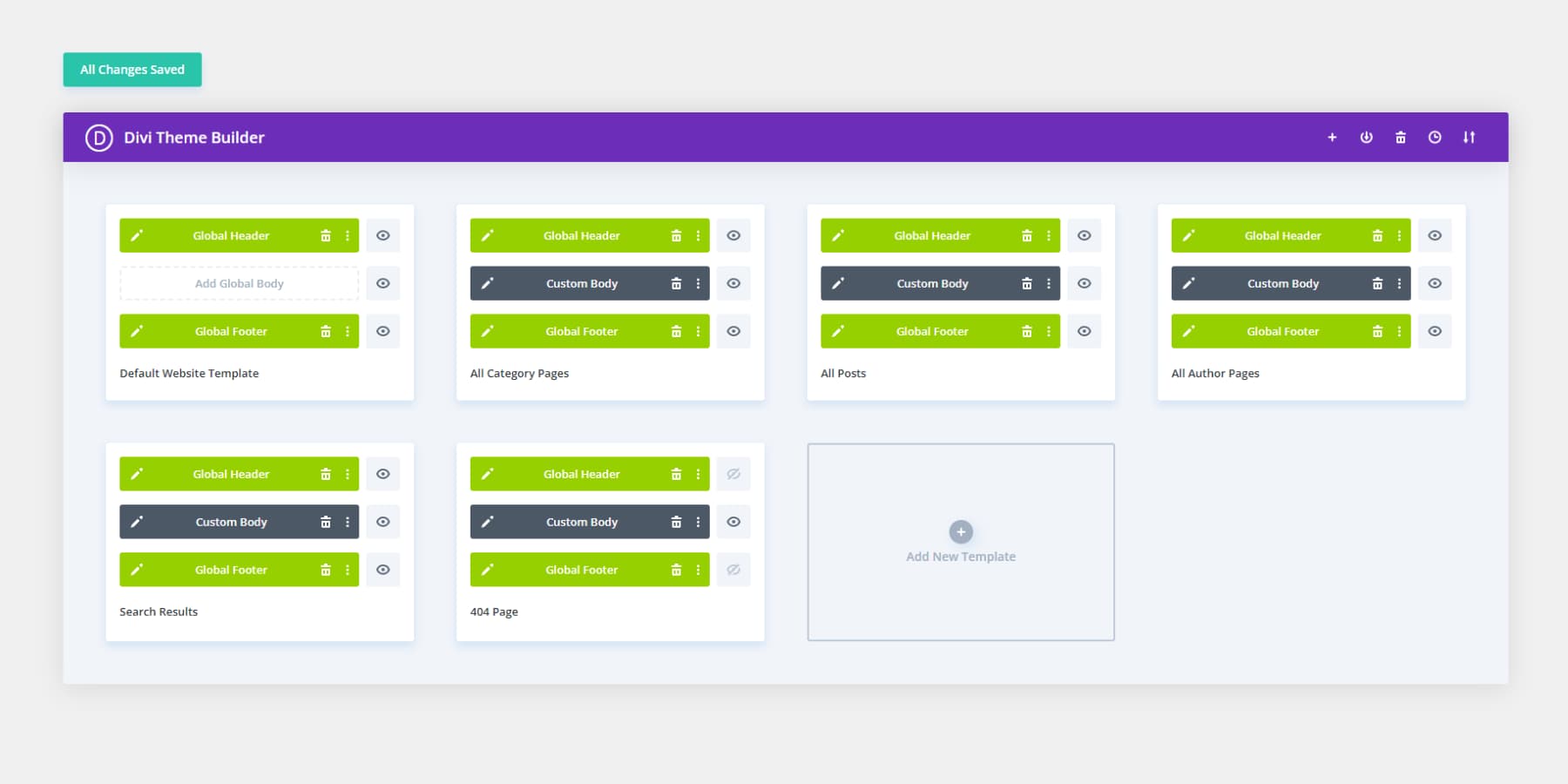 A screenshot of Divi's theme customizer