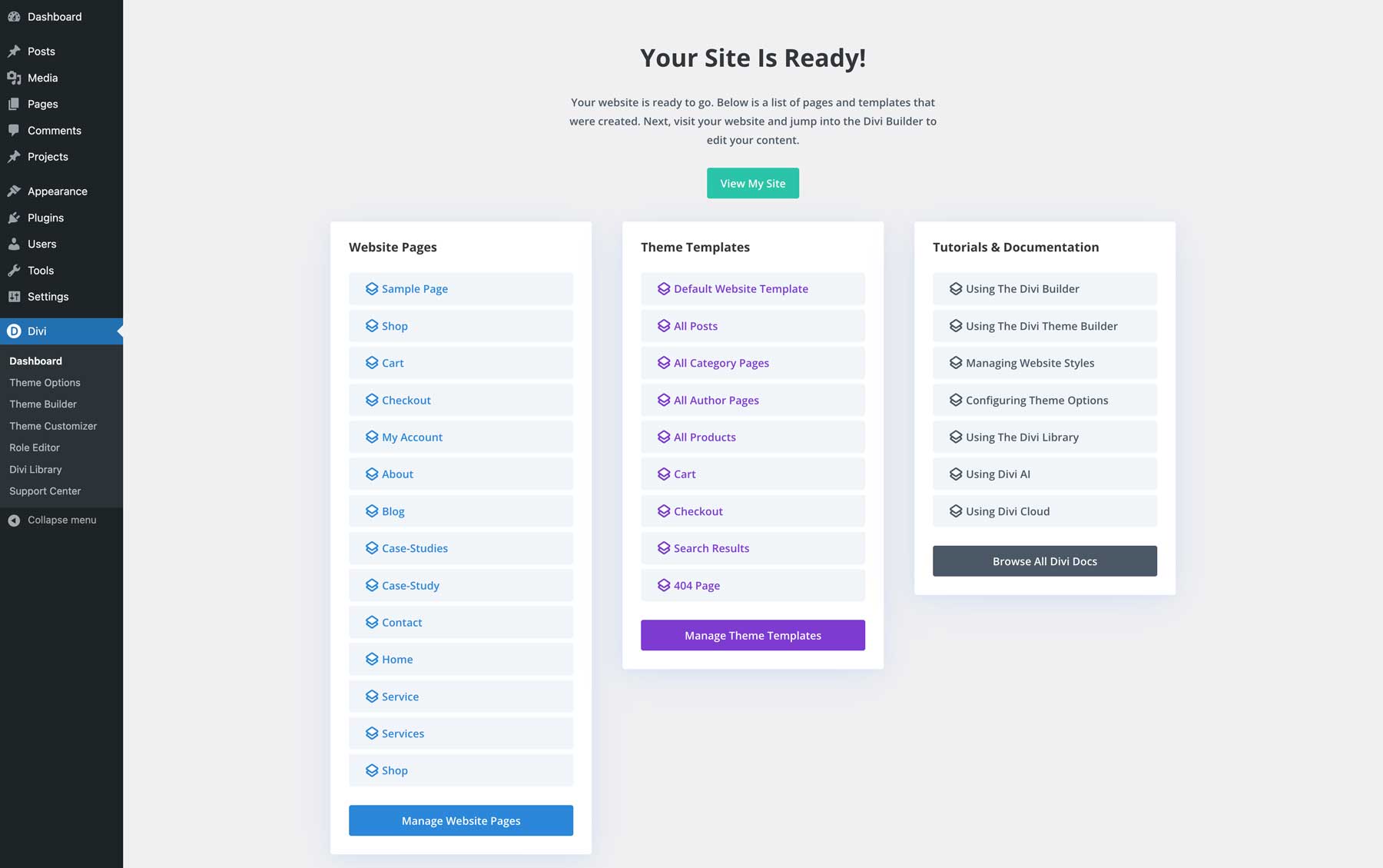 gym starter site for Divi