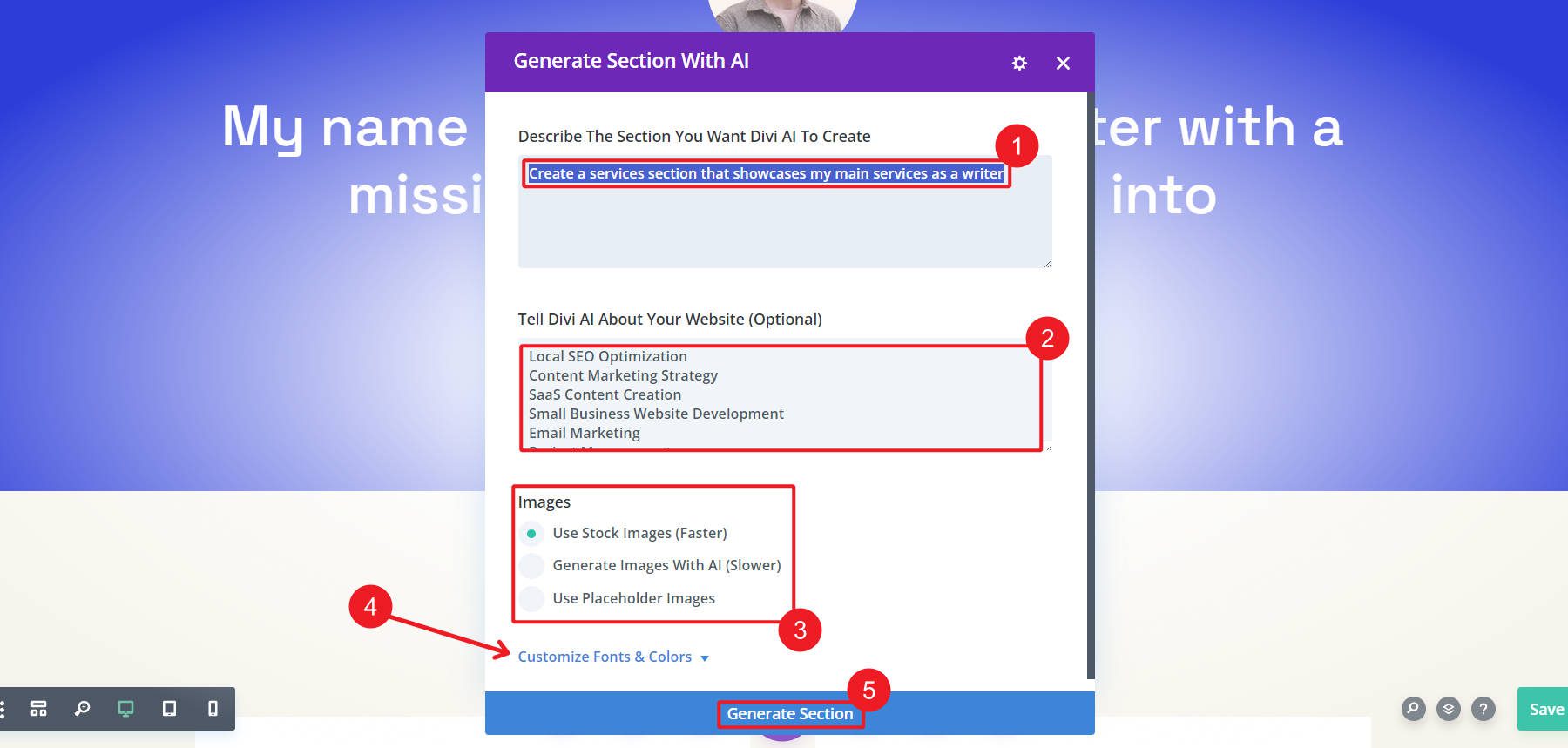 Create AI Section - Steps 3-7