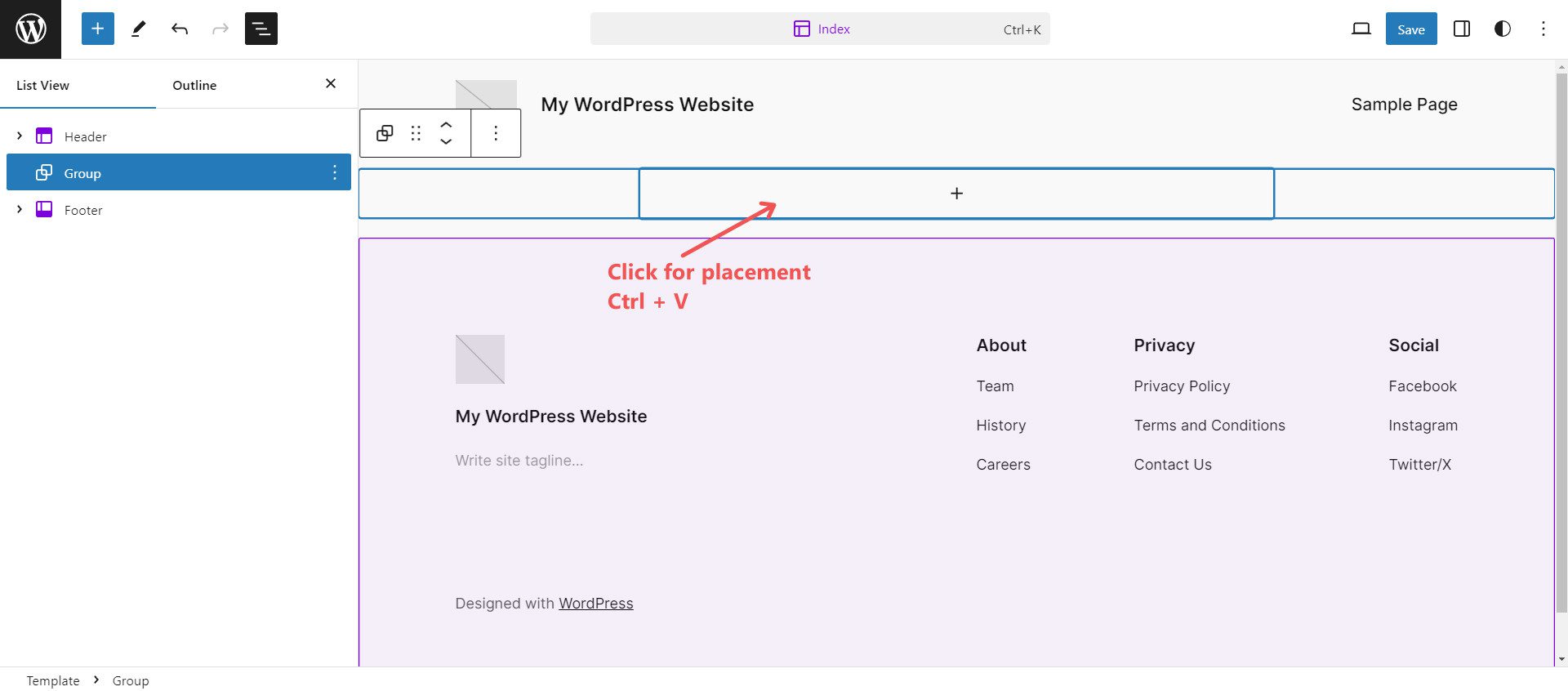 Create Page Template with Patterns - Steps 5