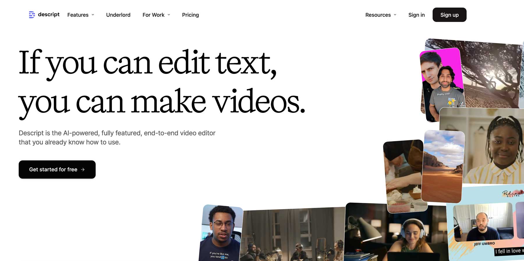 Descript AI video editor