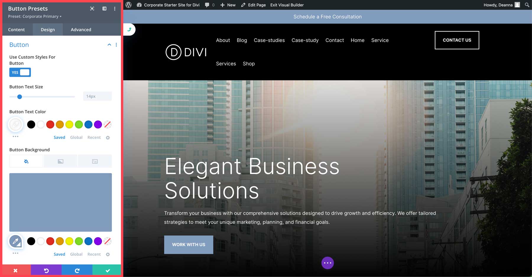 Corporate starter site for Divi