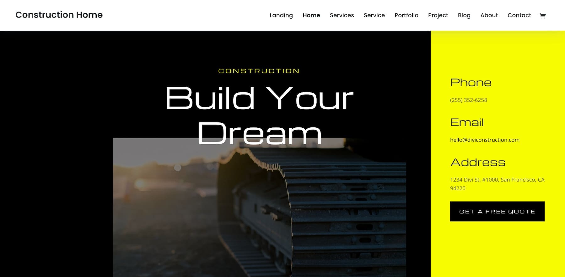 divi theme construction demo