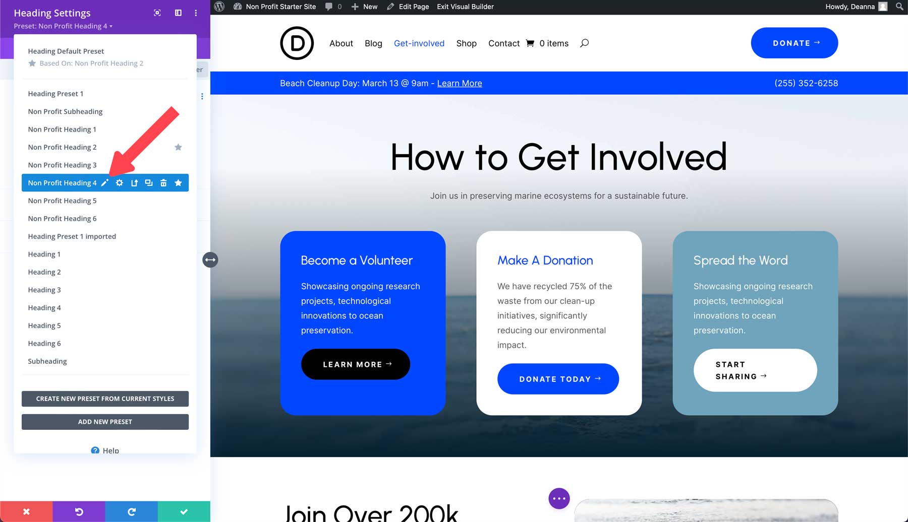 Non-Profit starter site for Divi