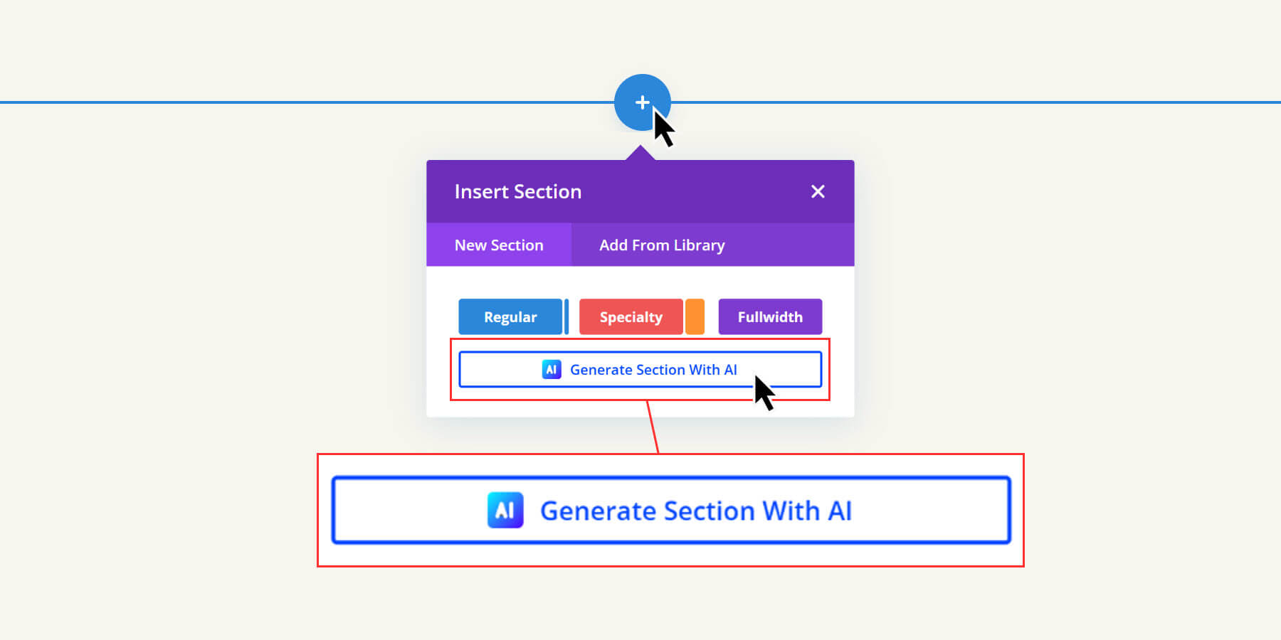 generate new section with divi ai