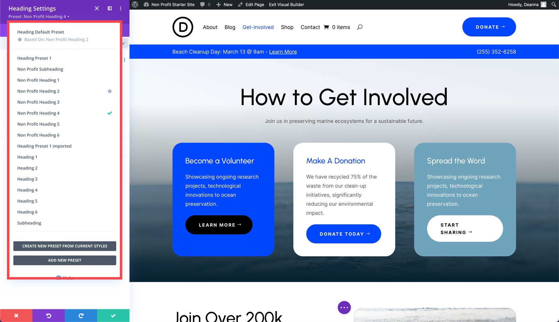 Non-Profit starter site for Divi