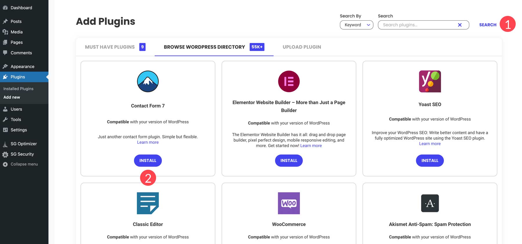 Plugin Directory in WordPress Dashboard