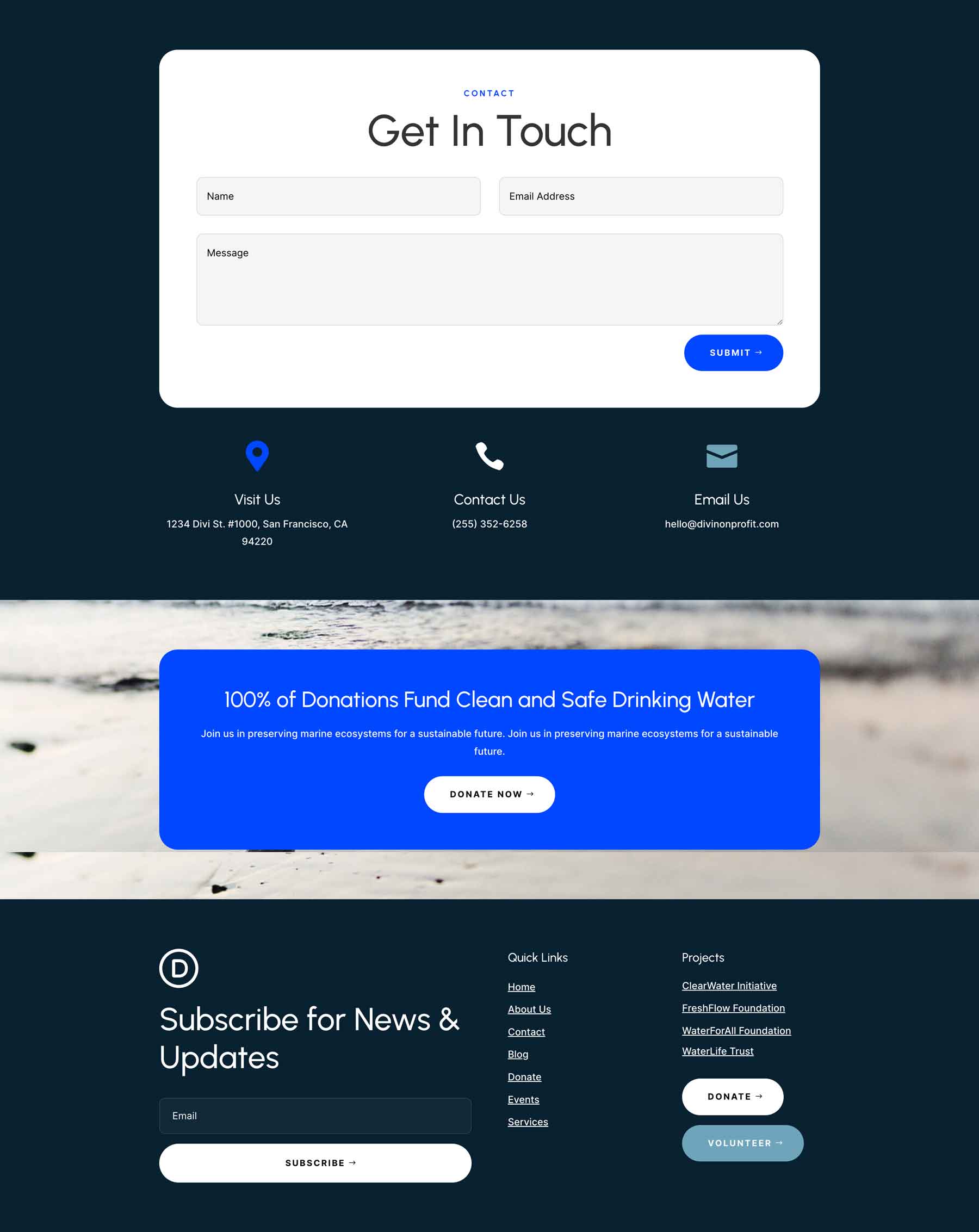 Water Non Profit Layout Pack for Divi