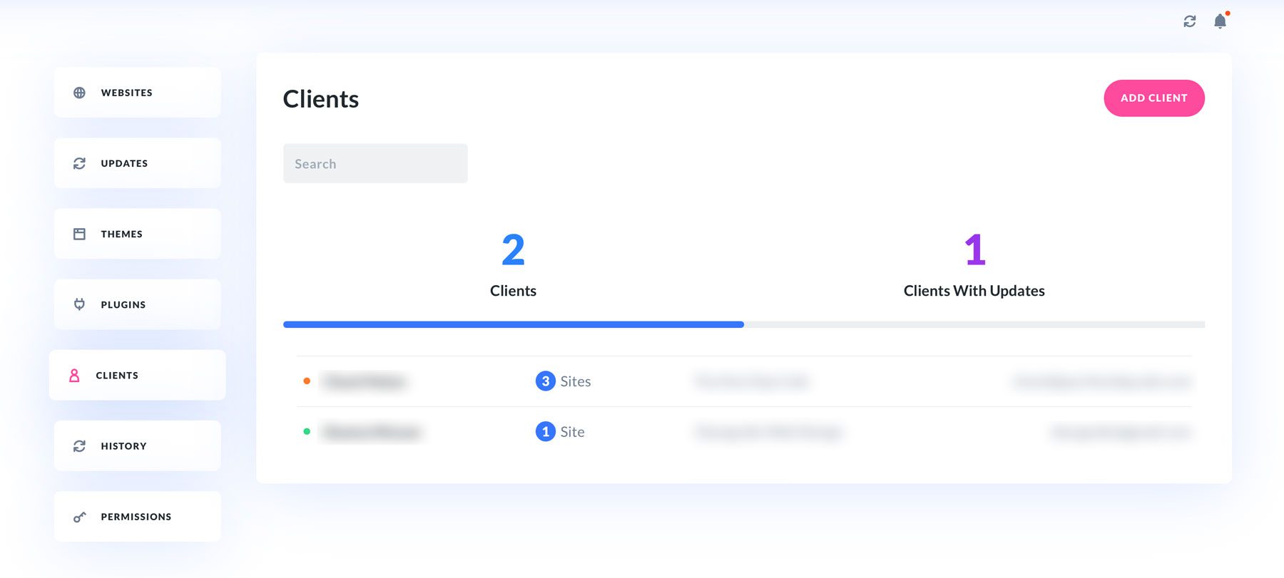 Divi Dash client view