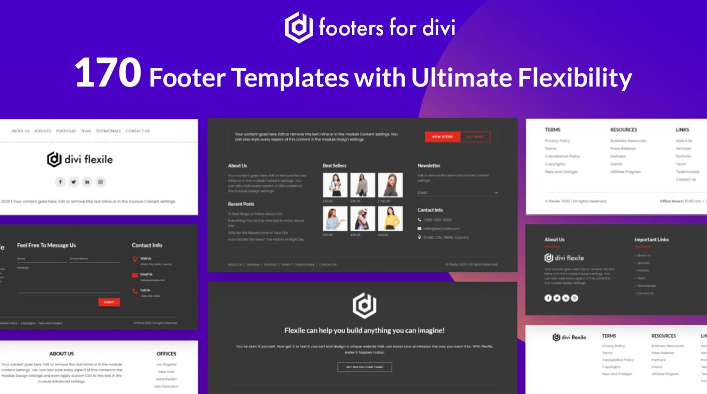 Promotional image for Divi Footer Pack