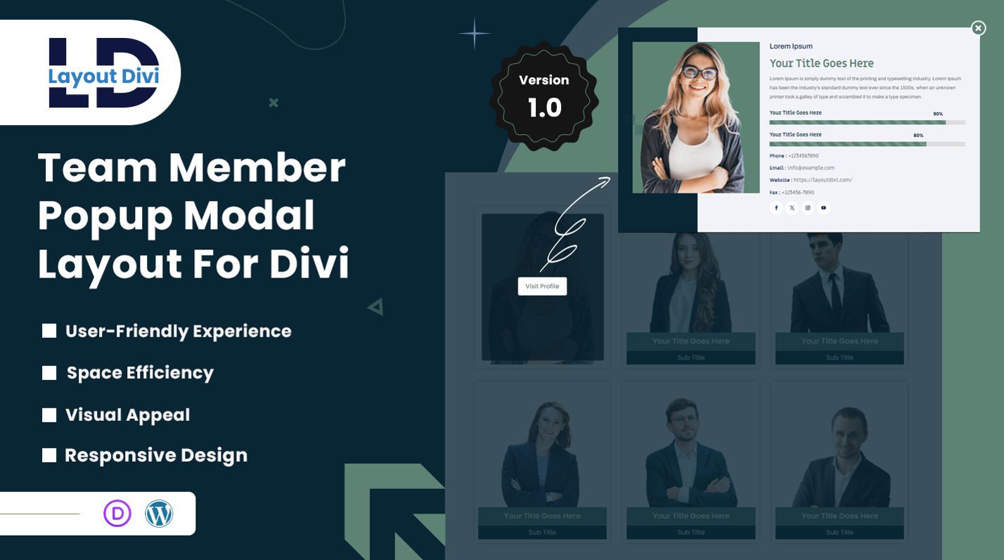 Team Member Popup Modal Layout for Divi