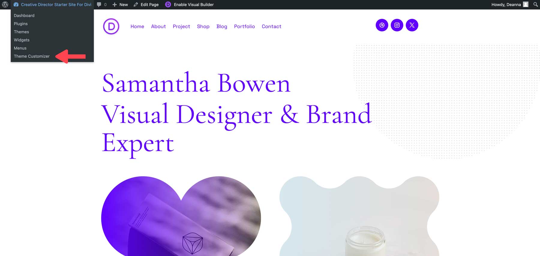 creative director starter site for Divi