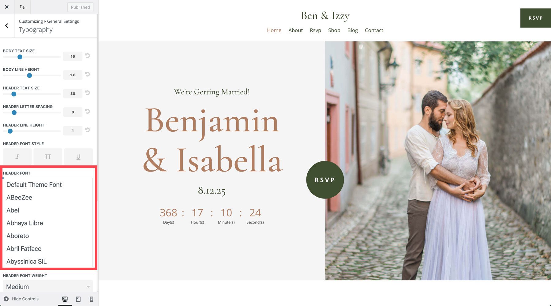 wedding starter site for divi