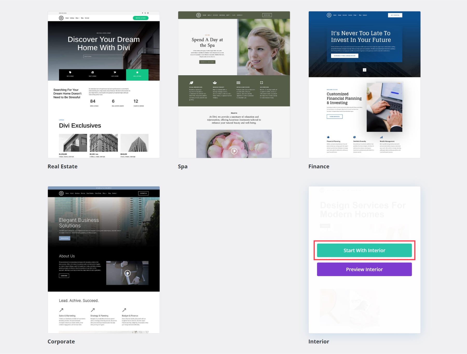 divi interior starter site