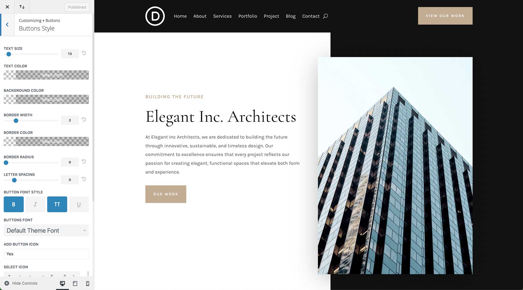 Architect starter site for Divi