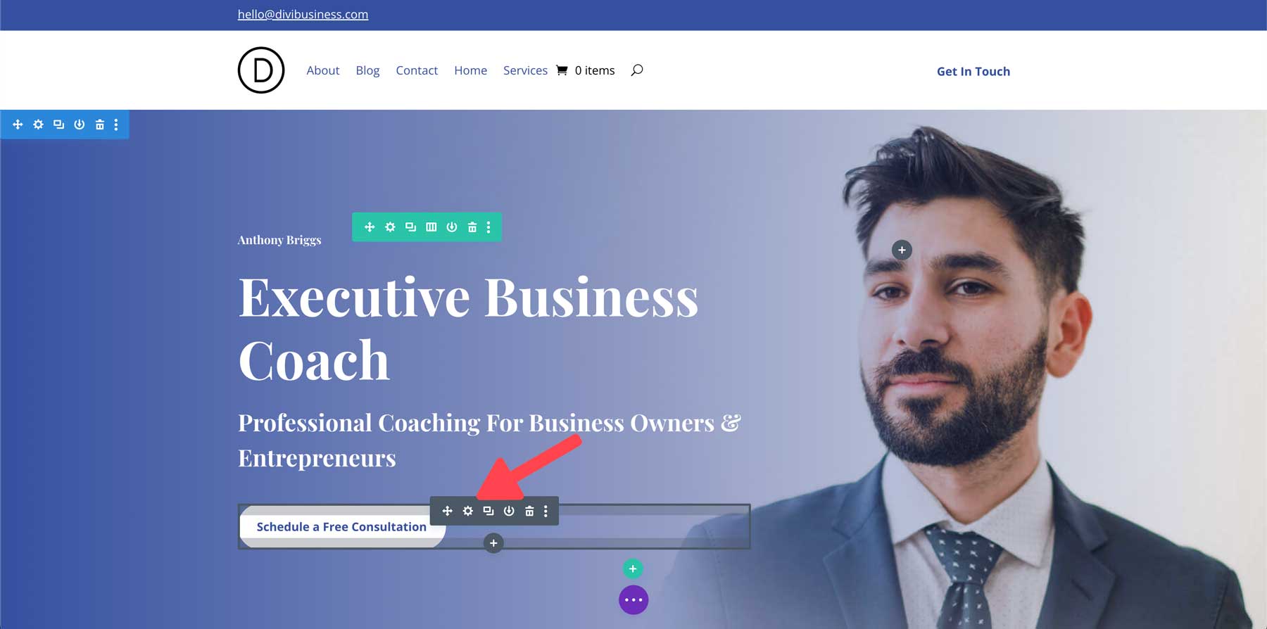 business coach starter site for Divi