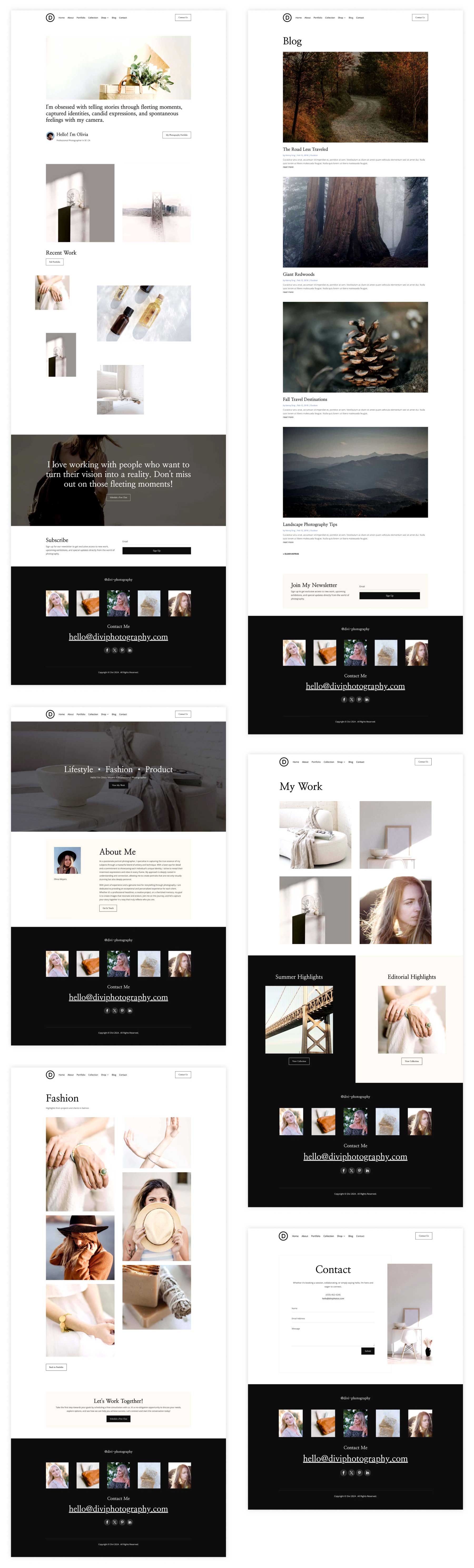 Photographer starter site for Divi