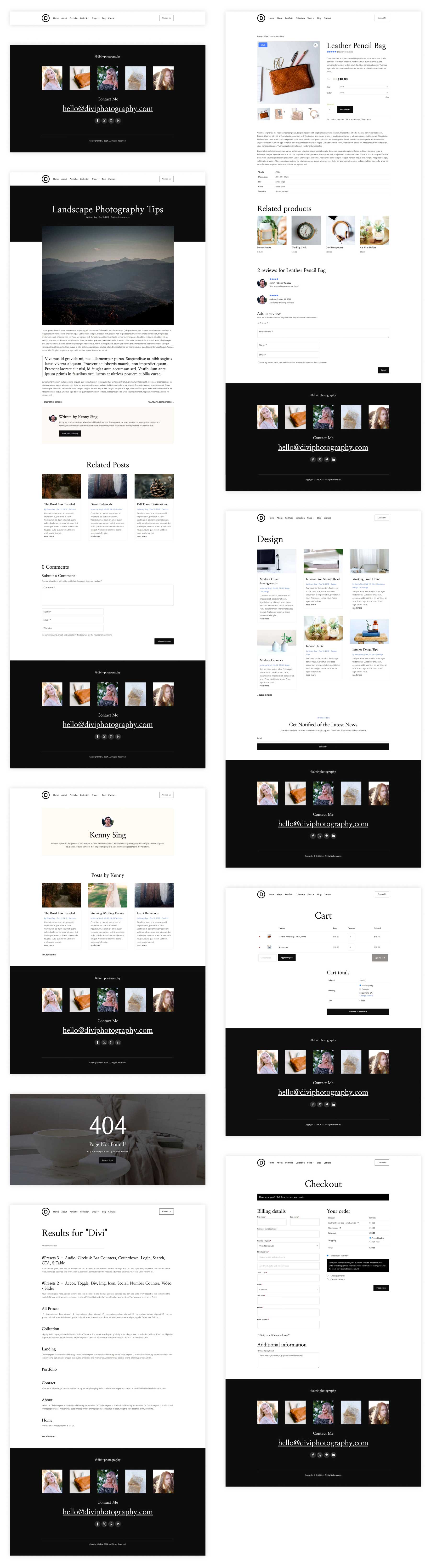 Photographer starter site for Divi