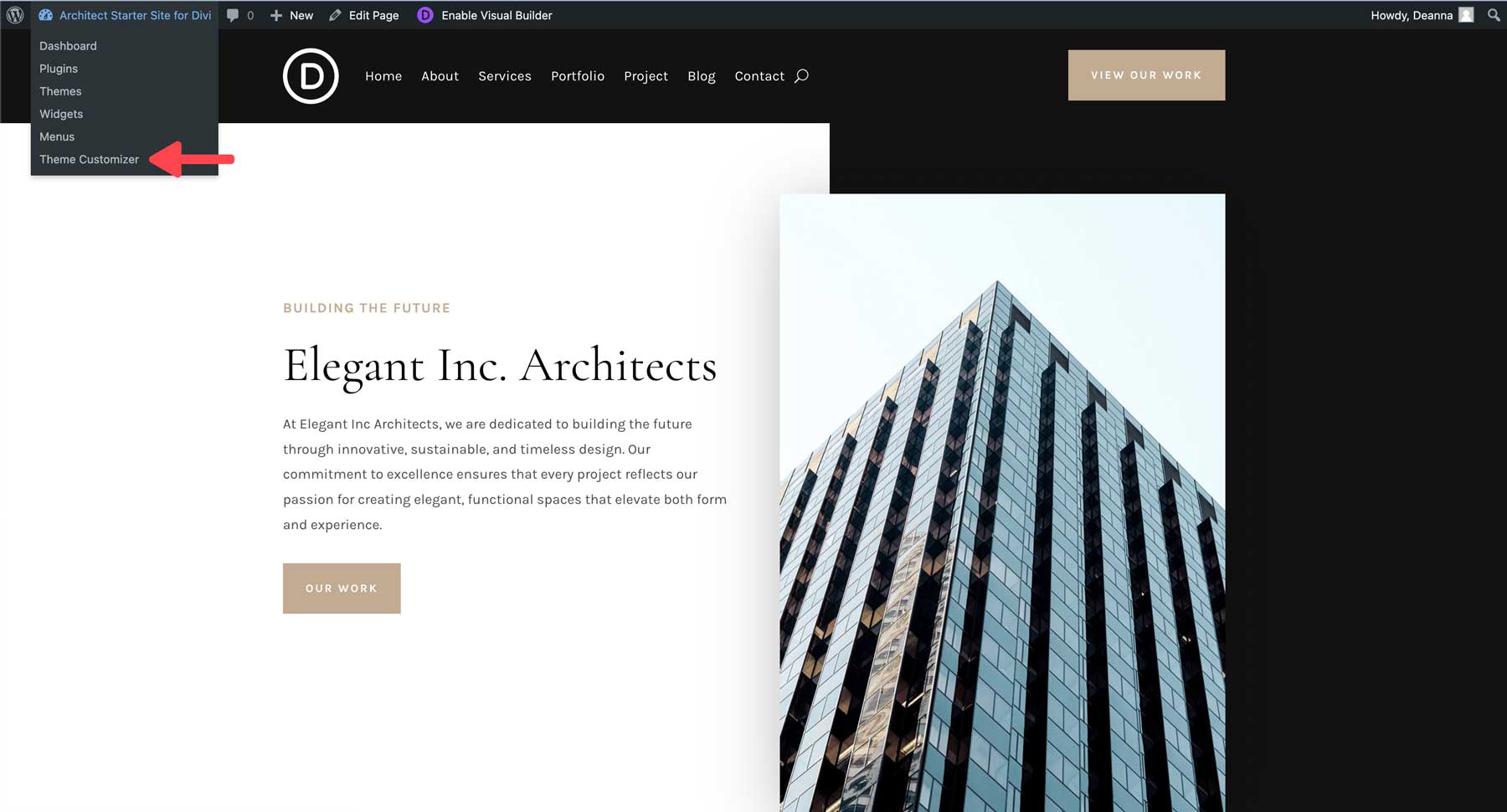 Architect starter site for Divi