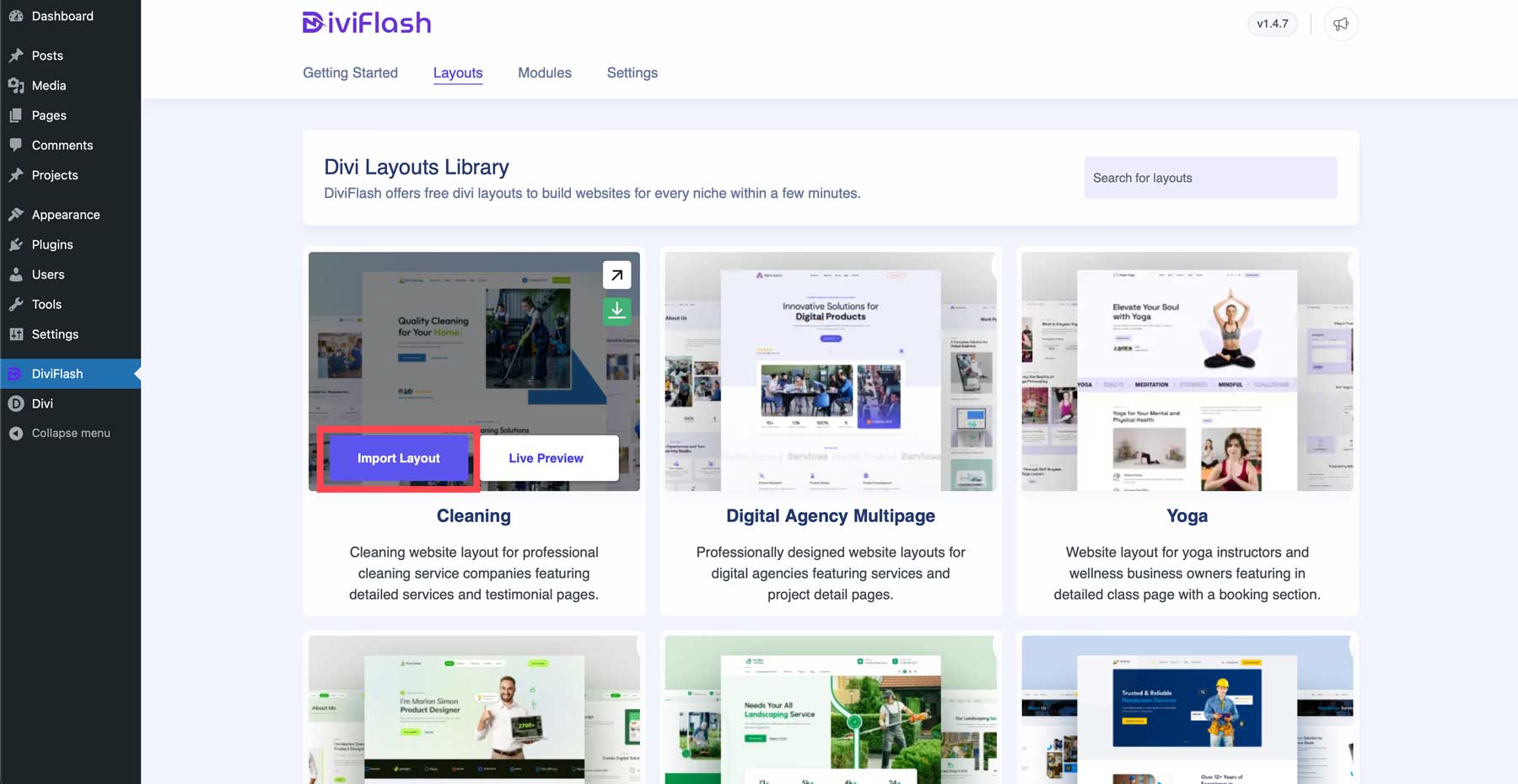 Divi Flash layout packs