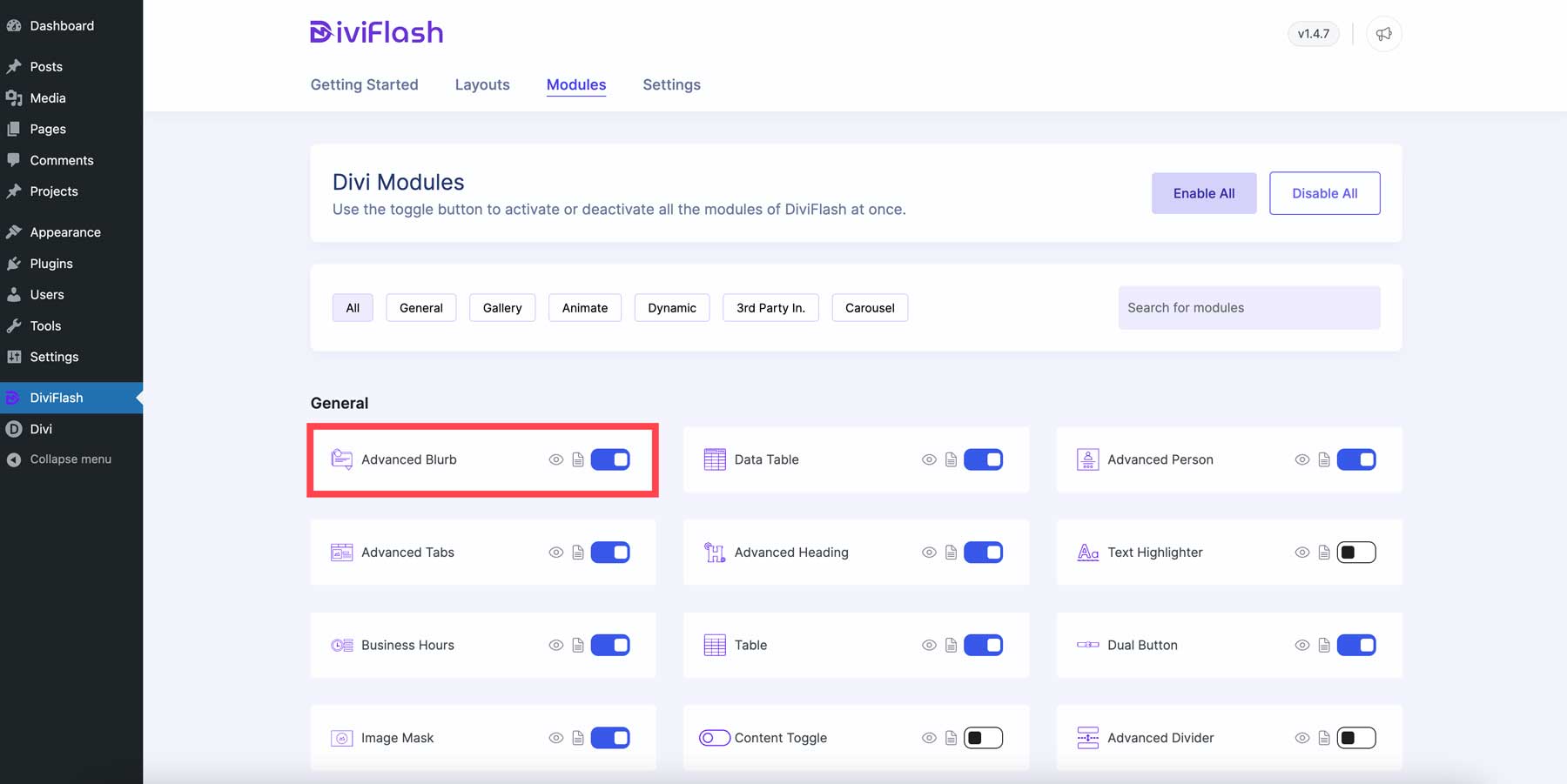 Divi Flash modules