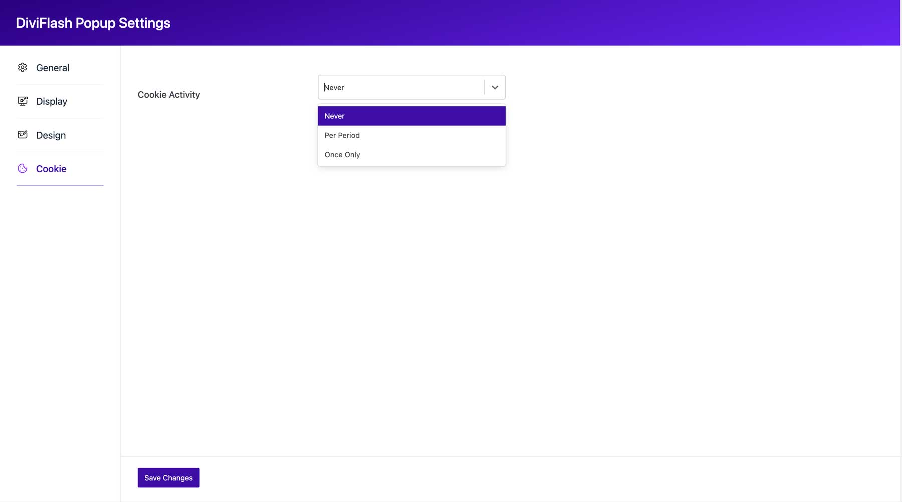 Divi Flash popup cookie settings