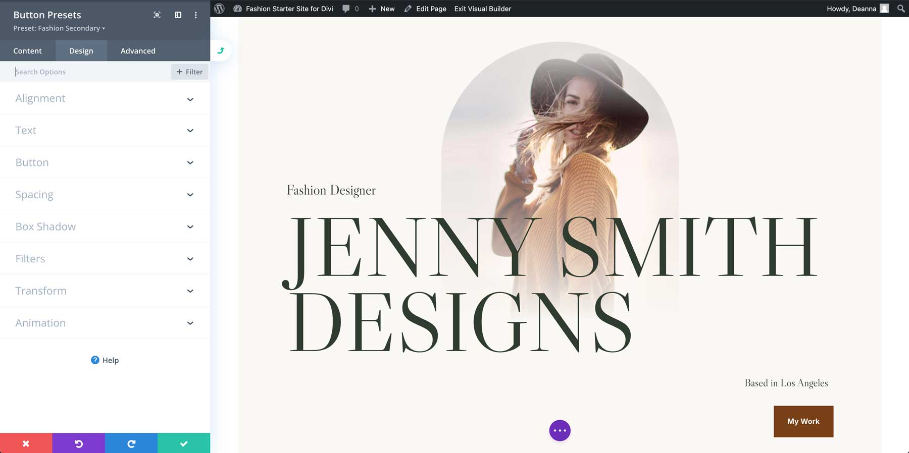 fashion starter site for Divi