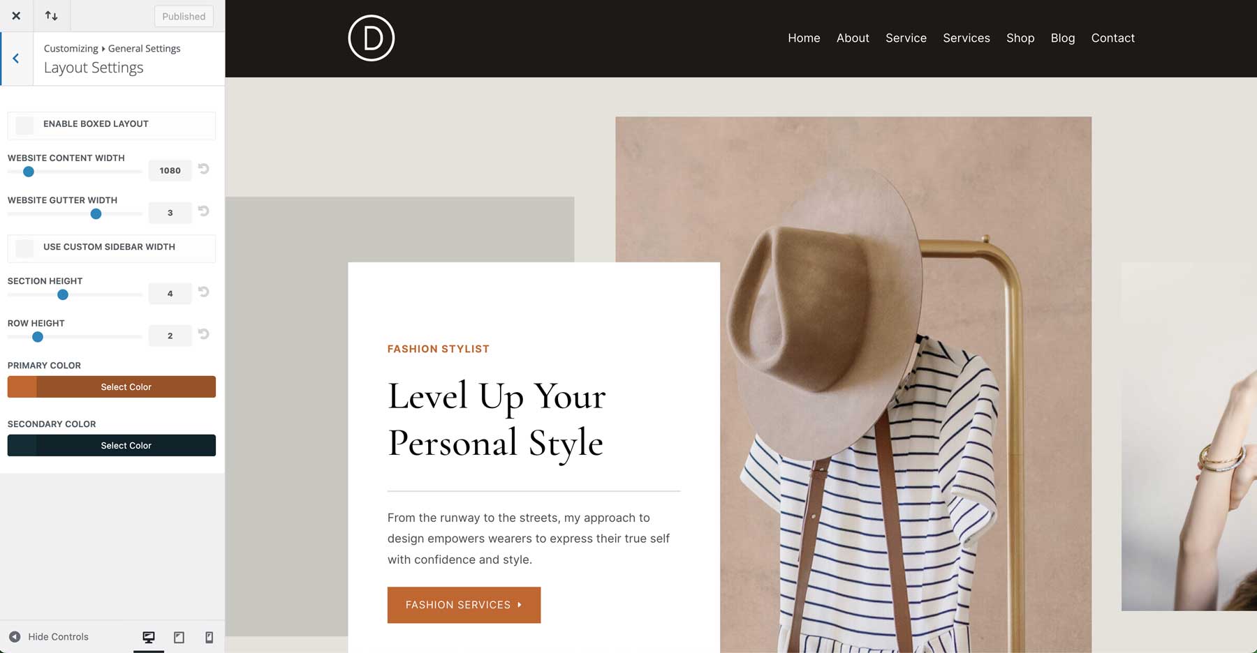 Stylist starter site for Divi