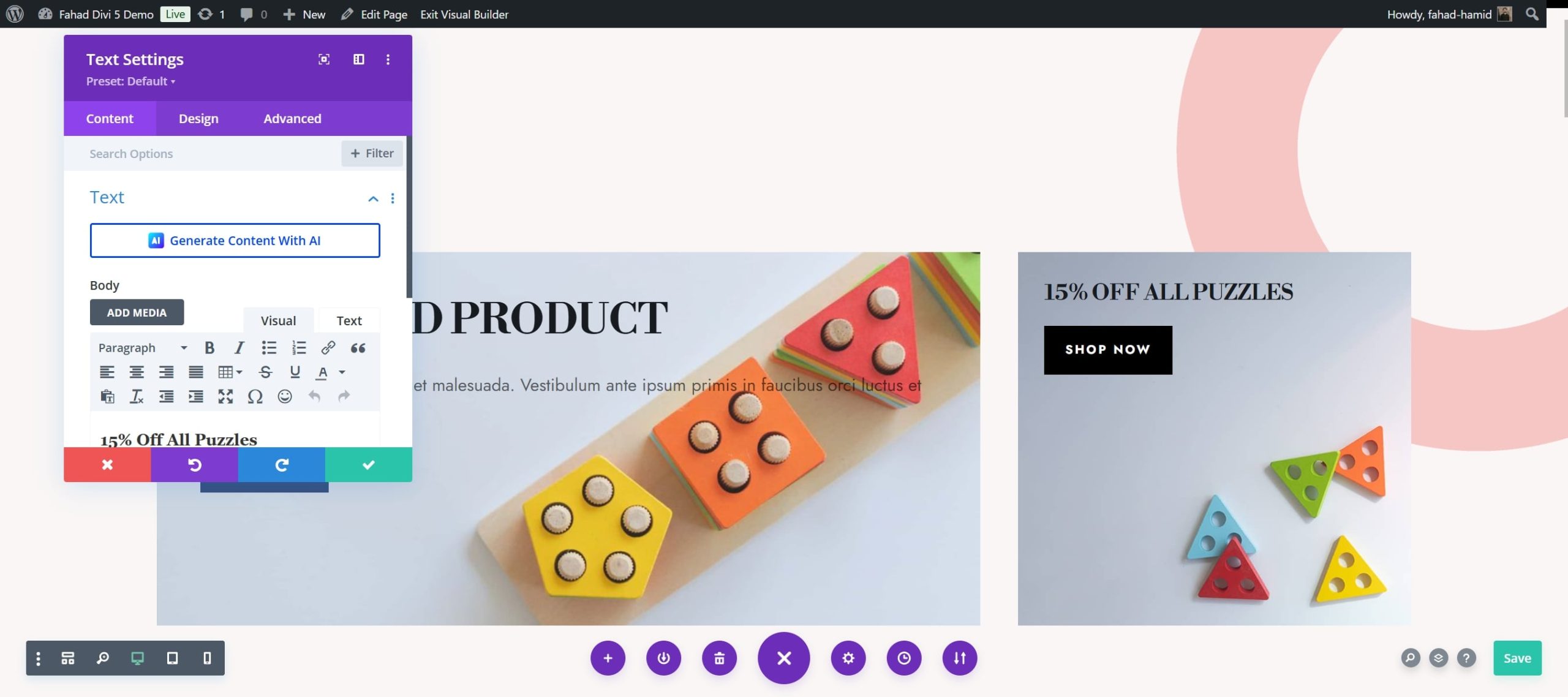 divi woocommerce builder