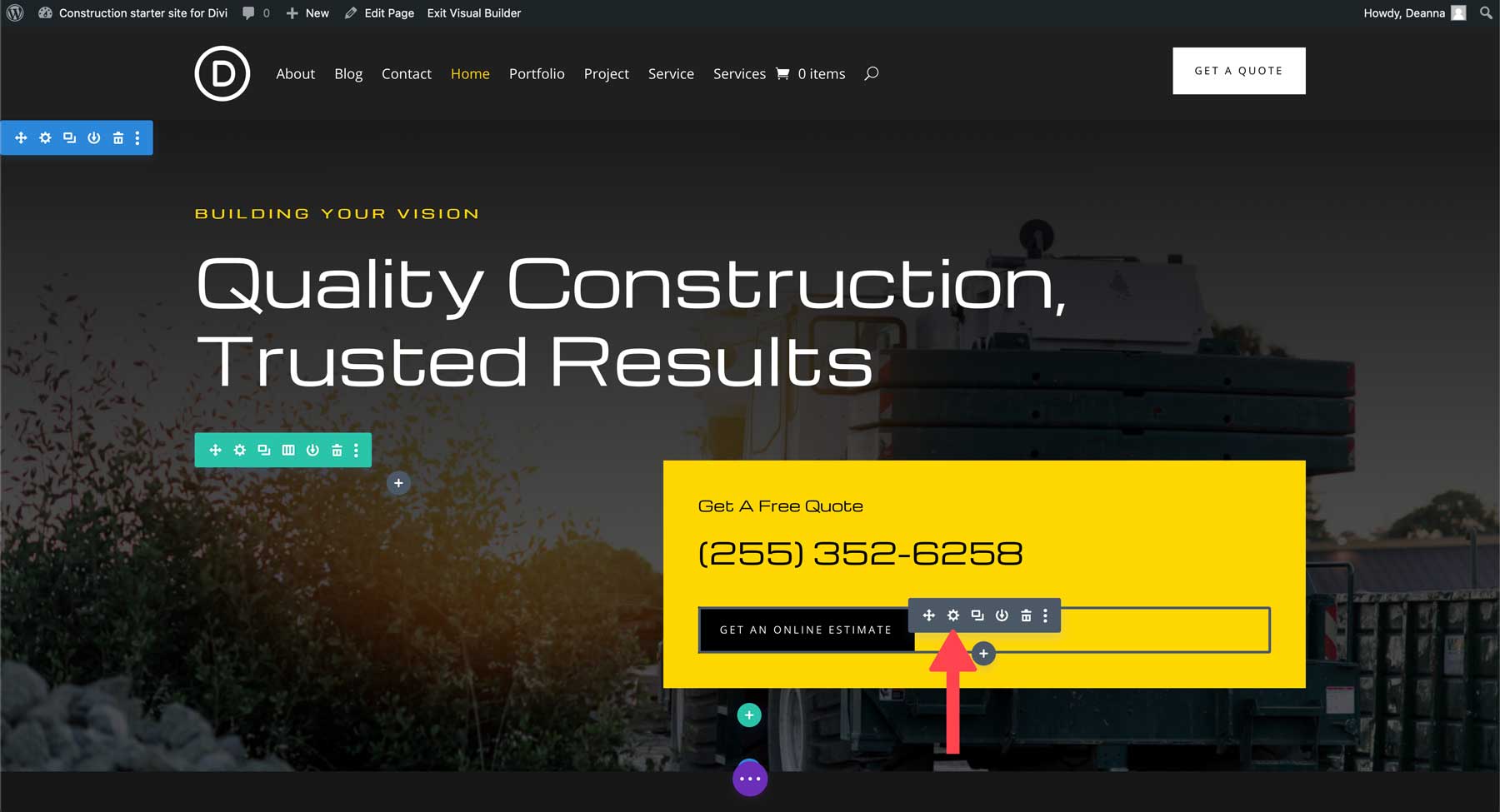 construction starter site for Divi