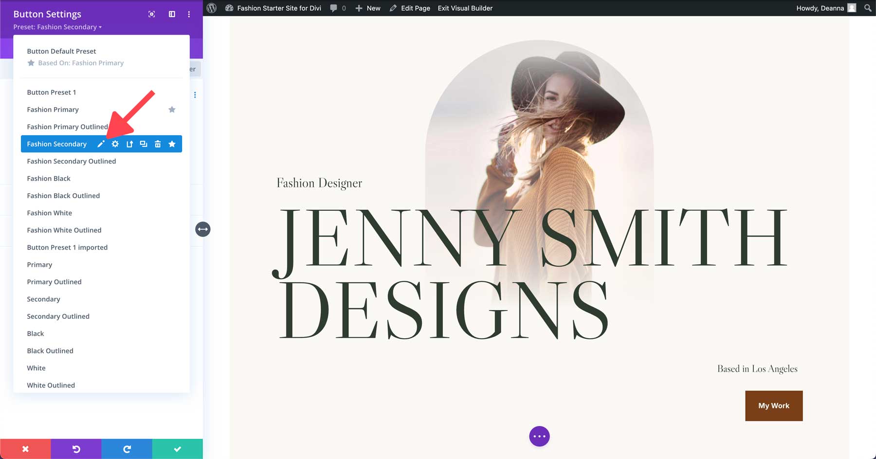 fashion starter site for Divi