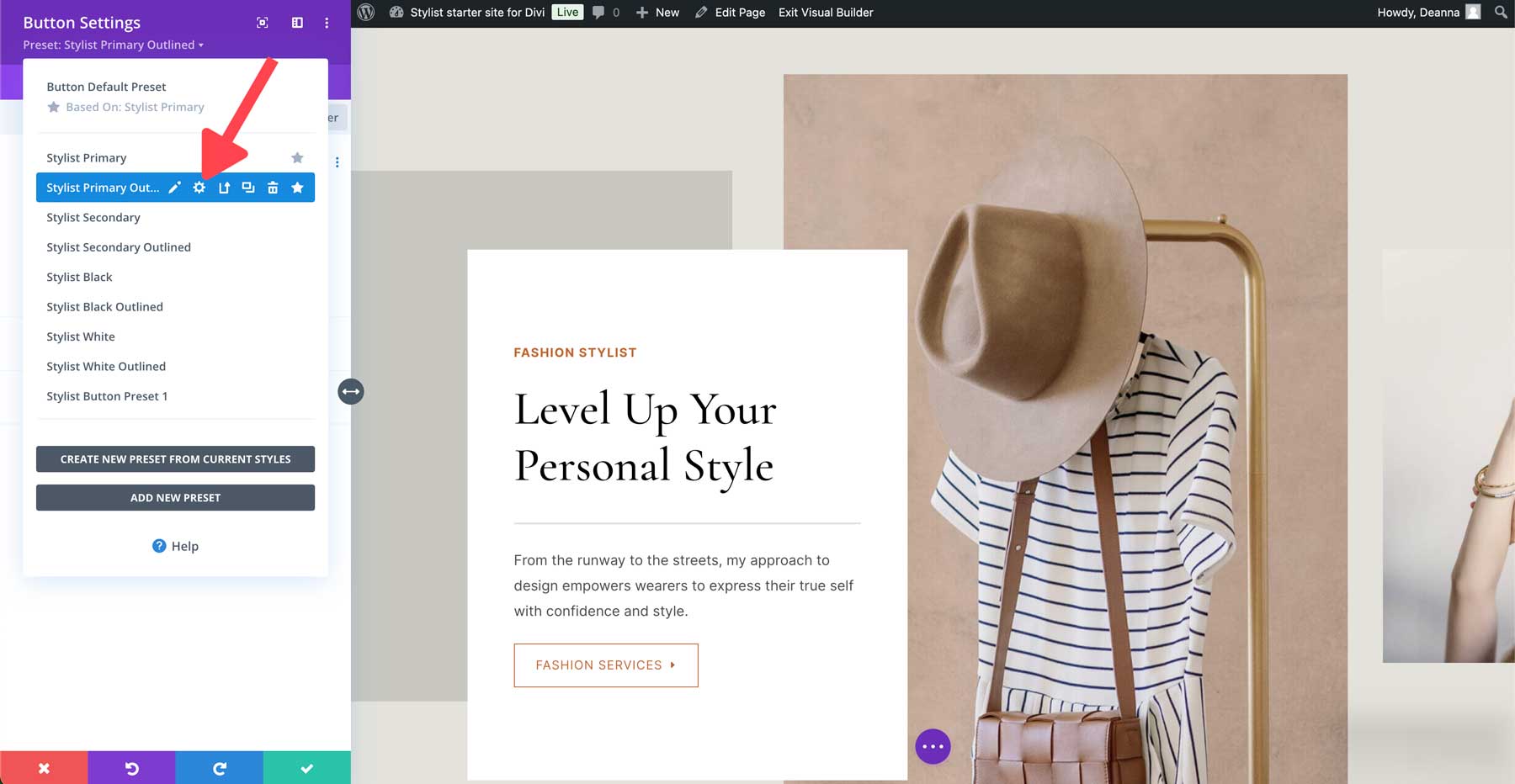 Stylist starter site for Divi