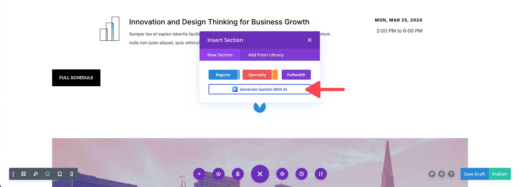 generate sections with Divi AI