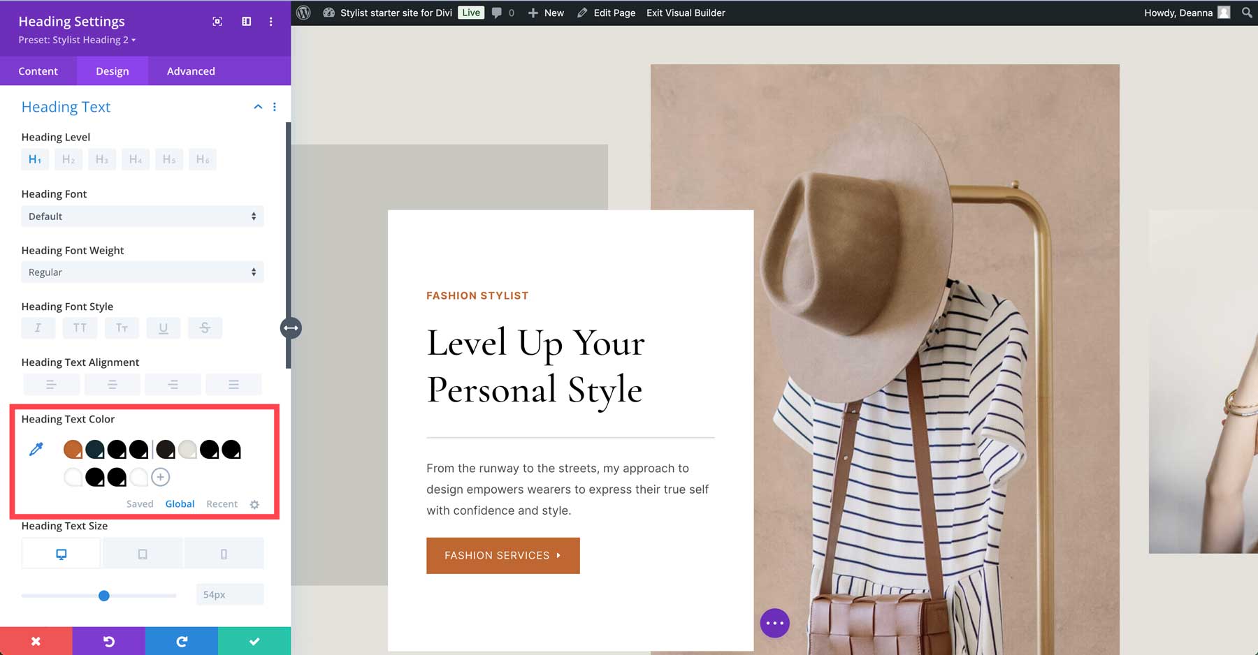 Stylist starter site for Divi