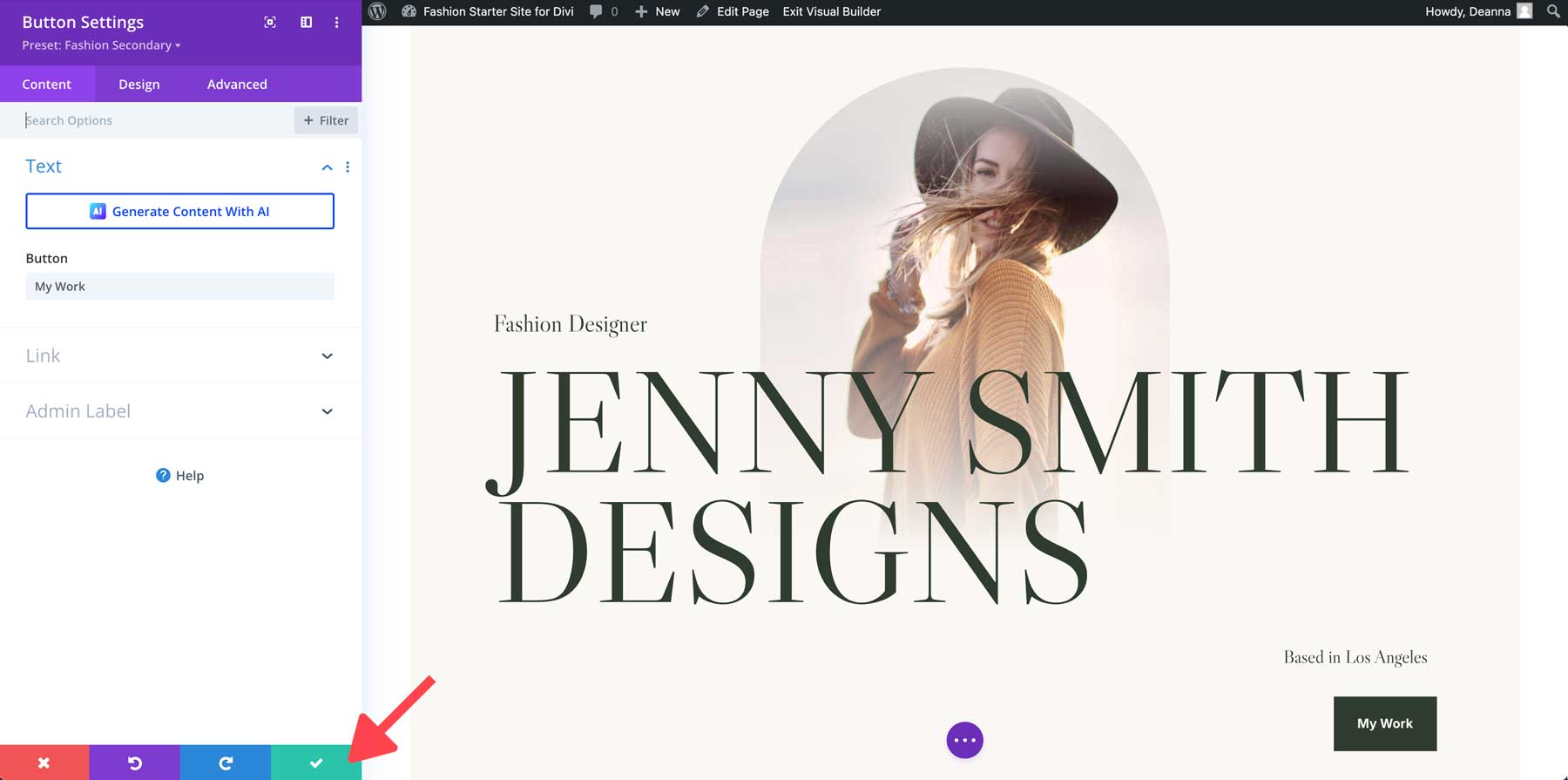 fashion starter site for Divi