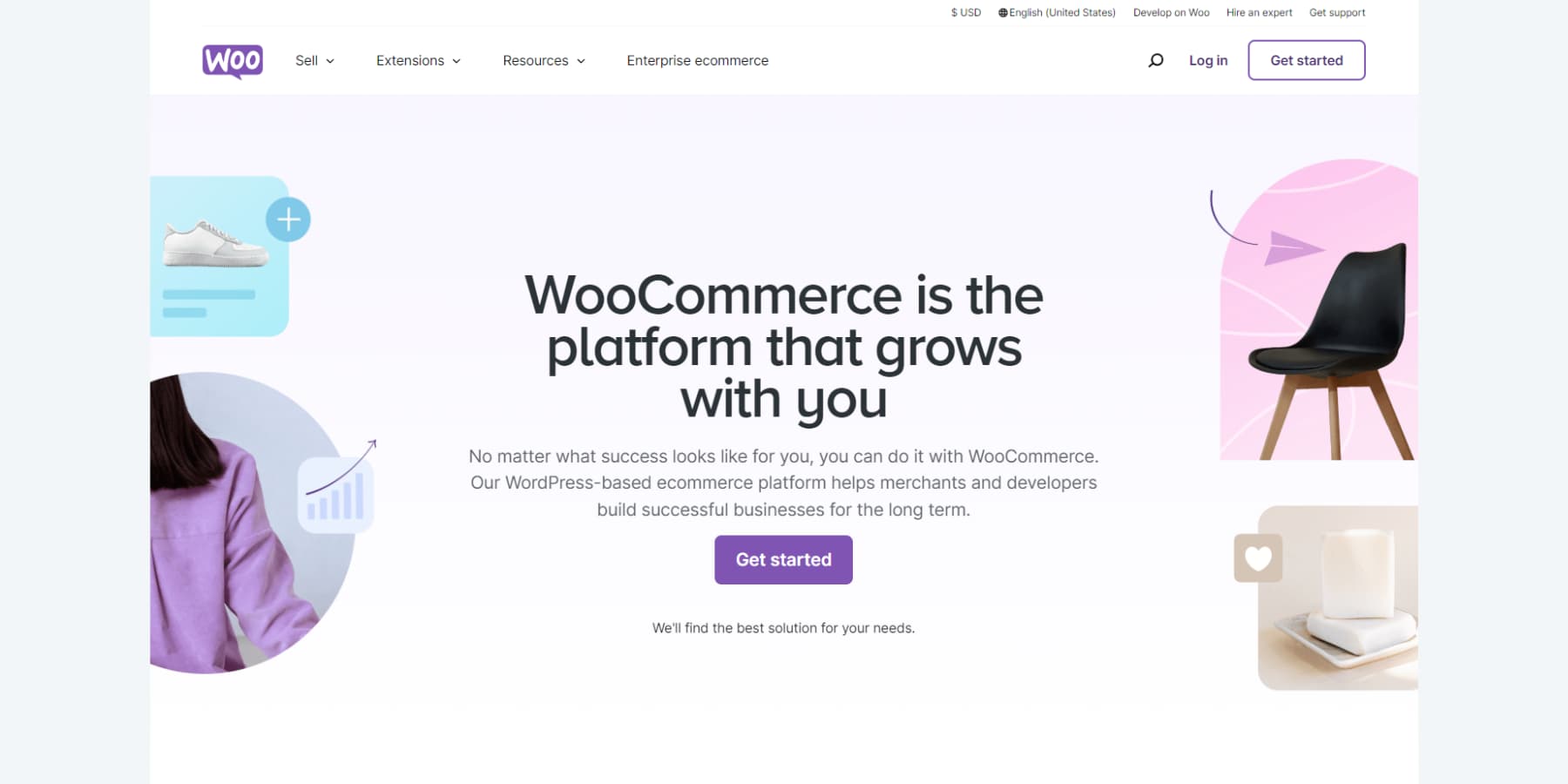 A screenshot of WooCommerce's homepage