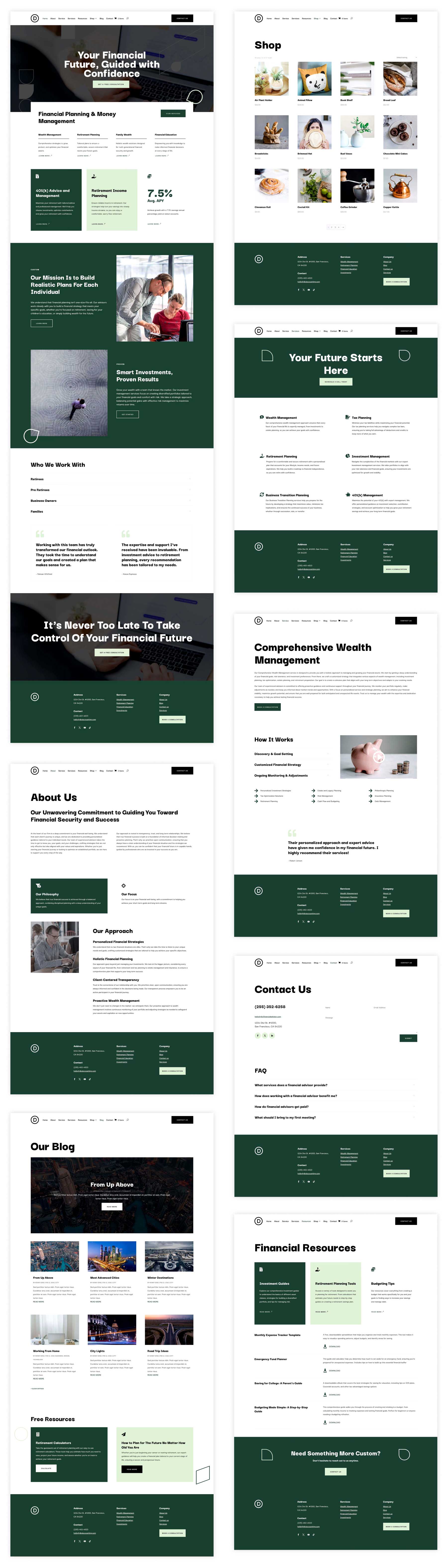 Financial Advisor starter site for Divi