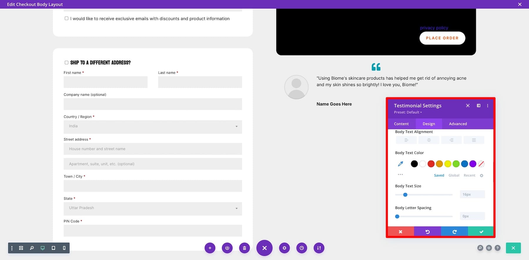 add testimonials to build credibility on your WooCommerce checkout page