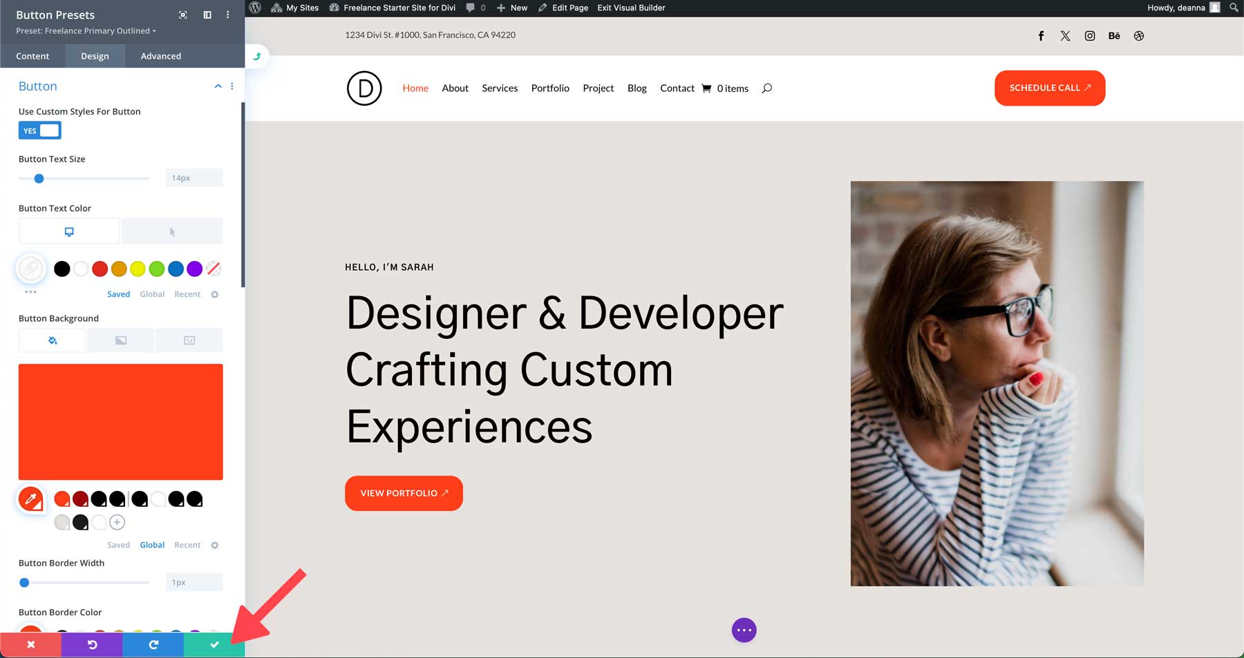 Freelance starter site for Divi